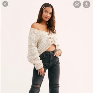 Cropped cream heartbeat free people sweater